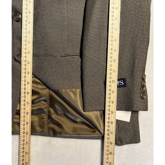New Chaps Ralph Lauren 42R Mens Brown Houndstooth Casual Blazer Sport Jacket - Picture 12 of 15